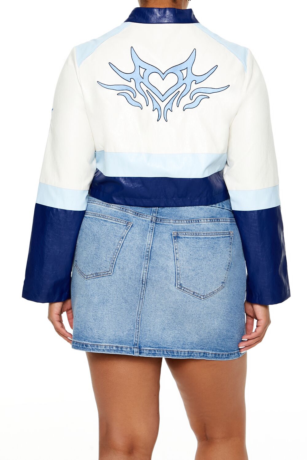 Plus Size Flaming Heart Moto Jacket - Forever 21
