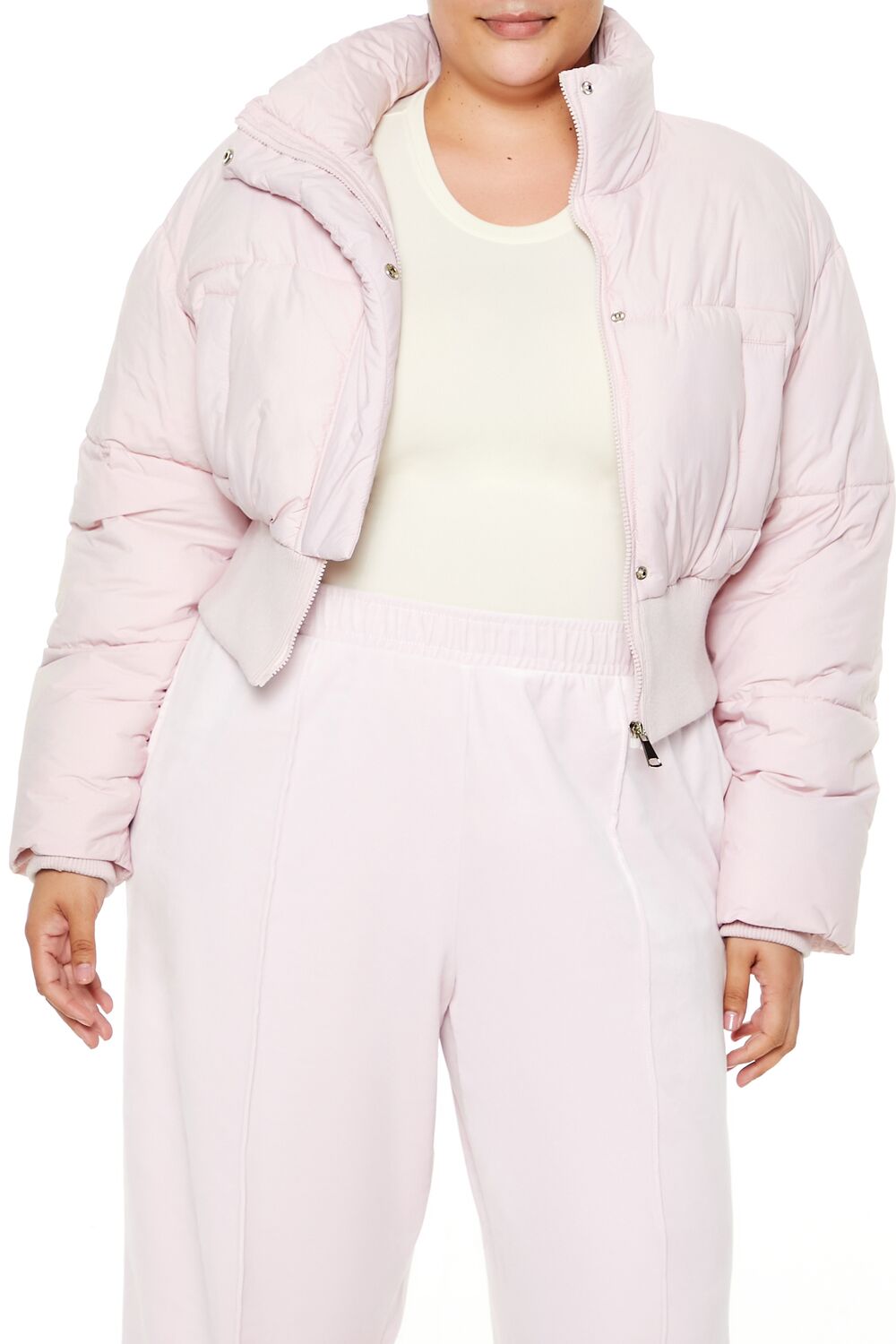 Plus Size Cropped Puffer Jacket - Forever 21