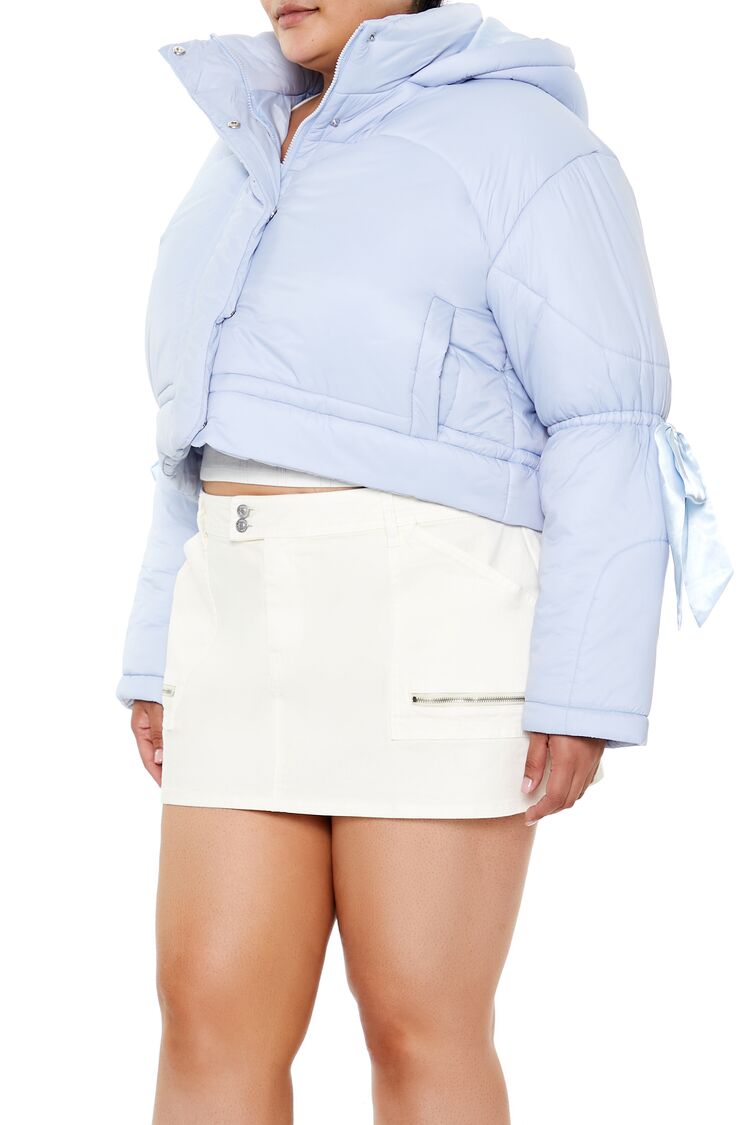 Plus Size Bow Puffer Jacket - Forever 21