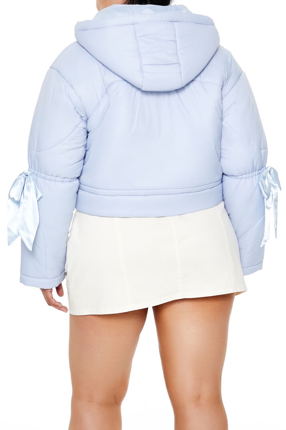 Plus Size Bow Puffer Jacket - Forever 21