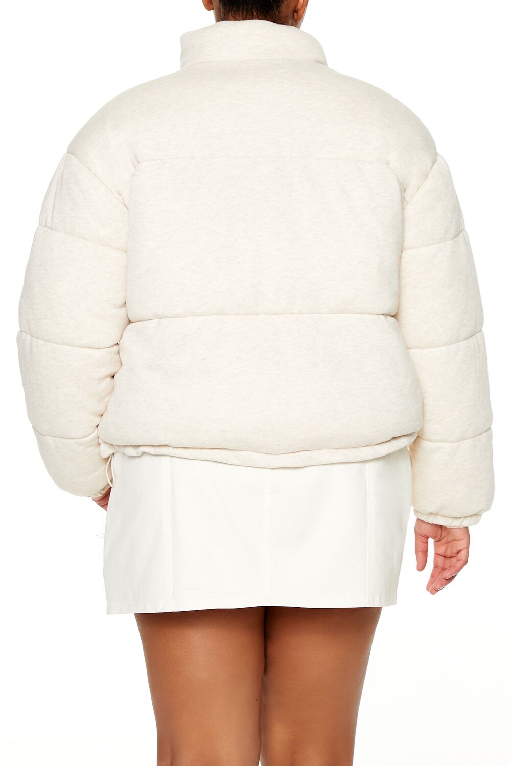 Plus Size Quilted French Terry Puffer Jacket - Forever 21
