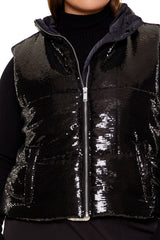 Plus Size Sequin Zip-Up Vest - Forever 21