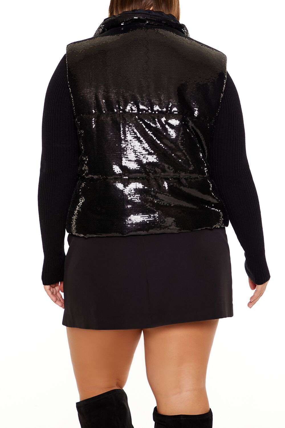 Plus Size Sequin Zip-Up Vest - Forever 21