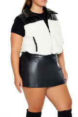 Plus Size Faux Shearling & Leather Vest - Forever 21