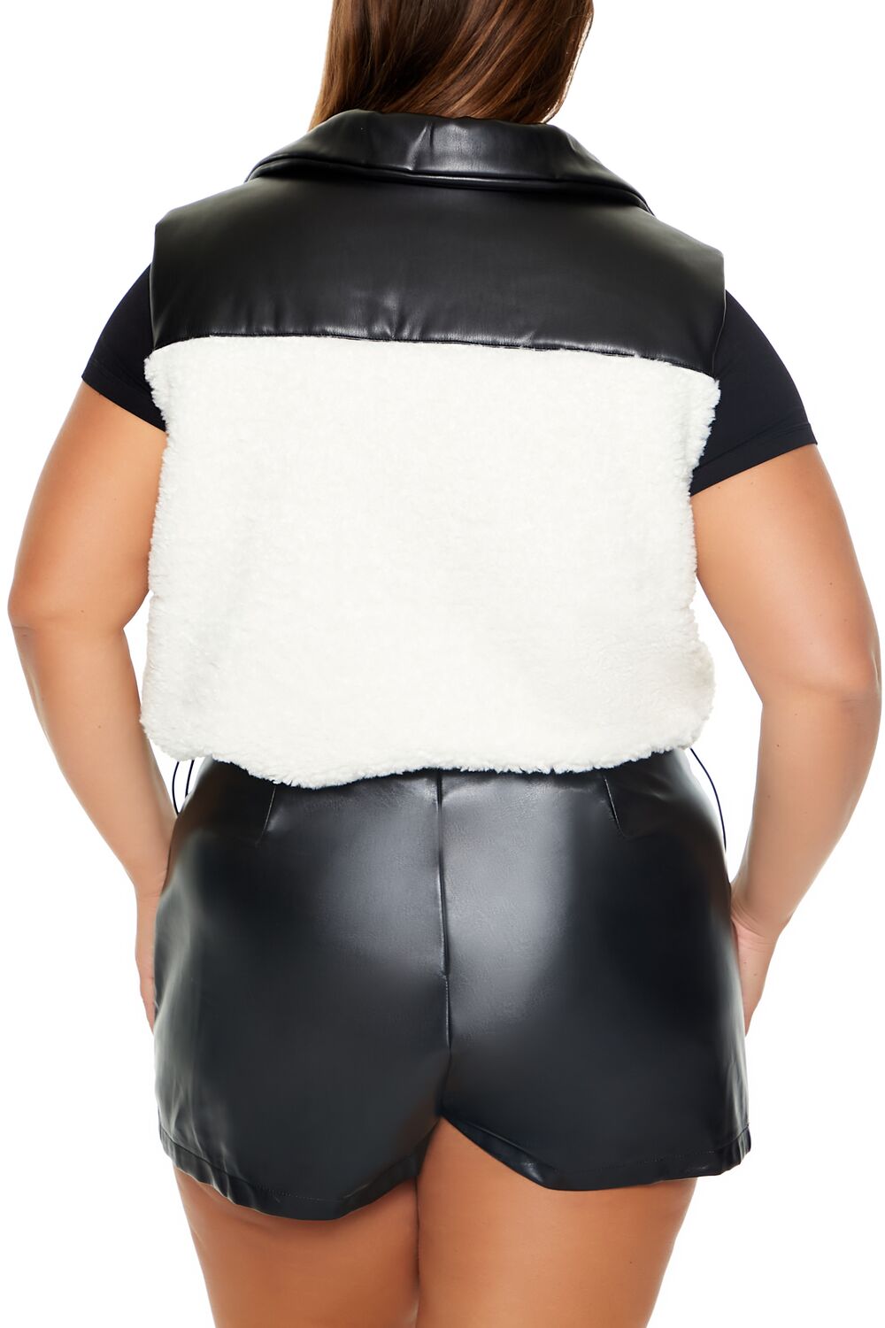 Plus Size Faux Shearling & Leather Vest - Forever 21