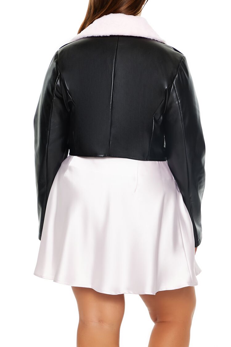Plus Size Faux Fur-Trim Moto Jacket - Forever 21