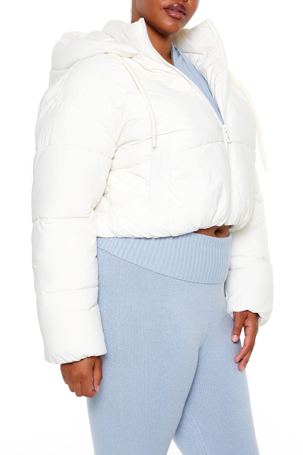 Plus Size Hooded Puffer Jacket - Forever 21