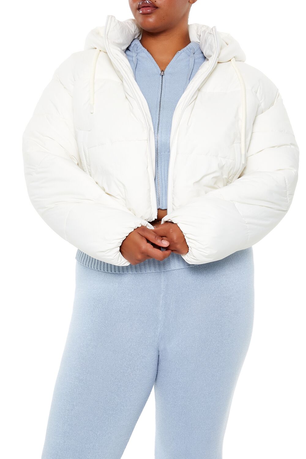 Plus Size Hooded Puffer Jacket - Forever 21