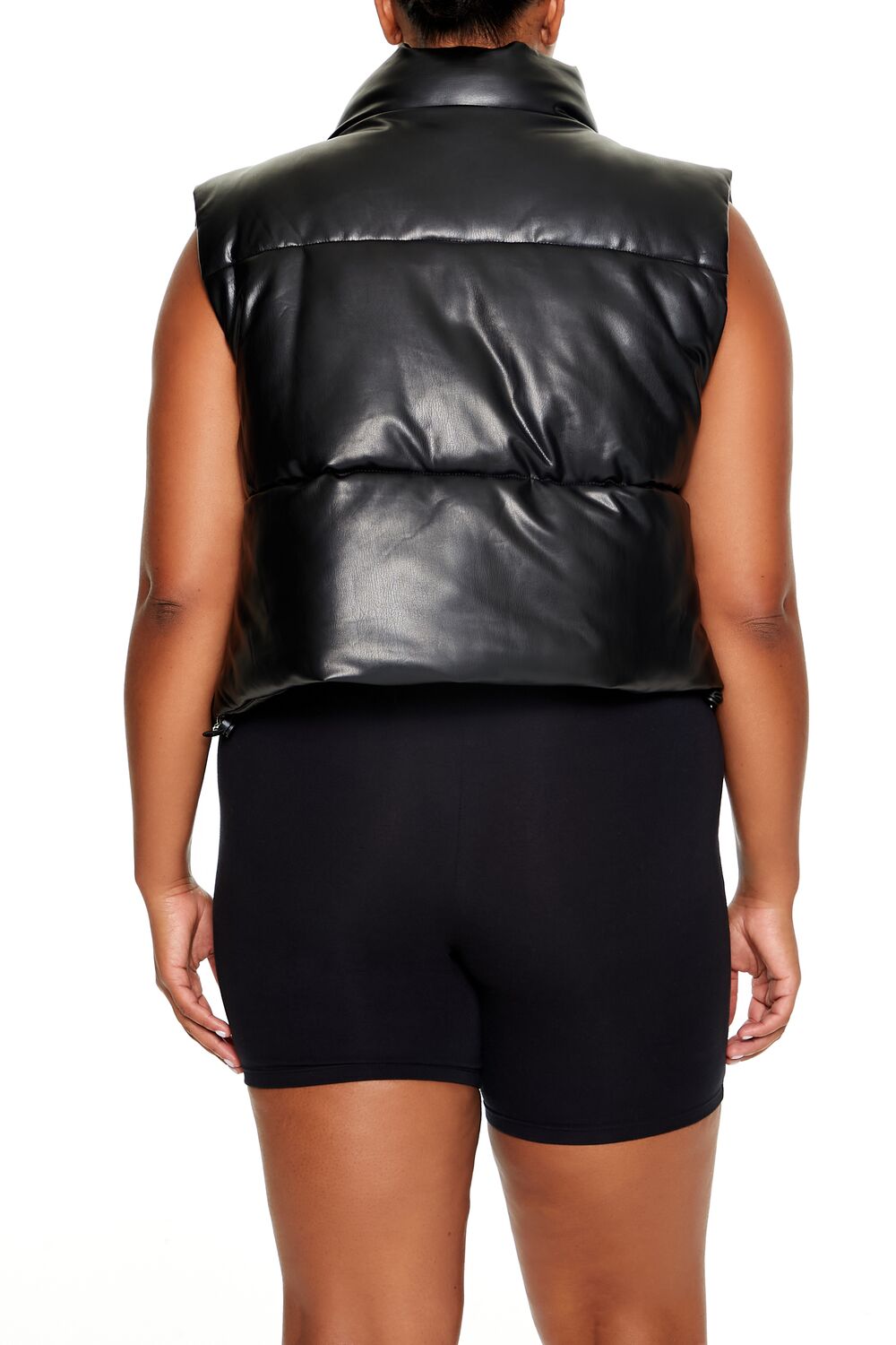 Plus Size Faux Leather Puffer Vest - Forever 21