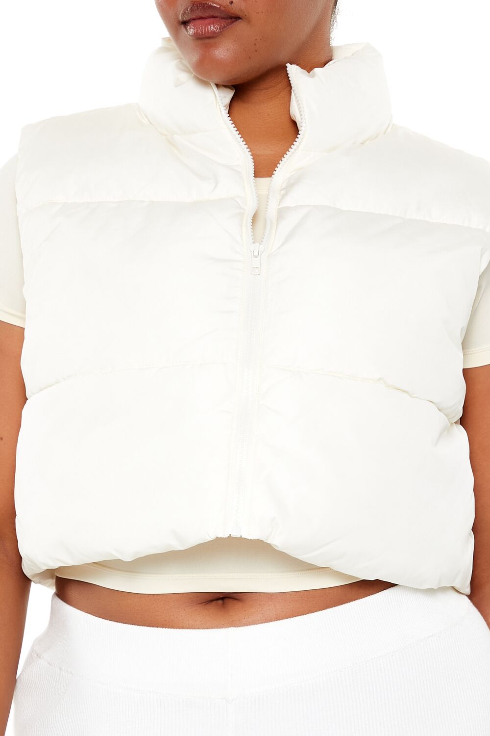 Plus Size Cropped Puffer Vest - Forever 21