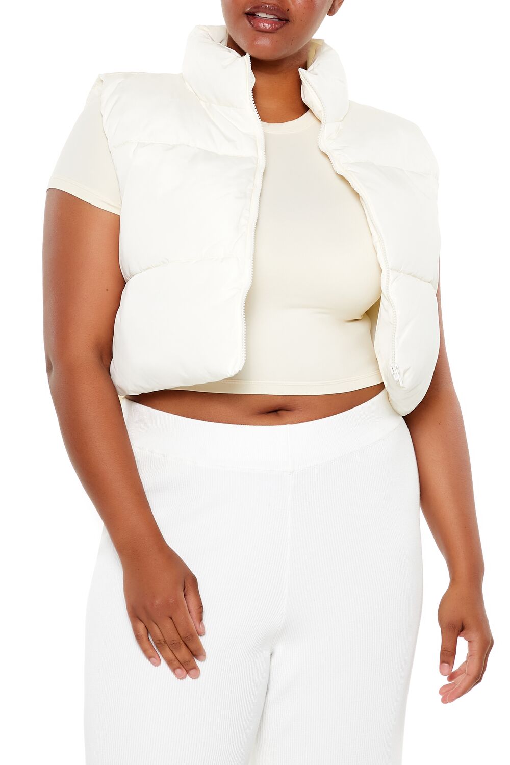 Plus Size Cropped Puffer Vest - Forever 21