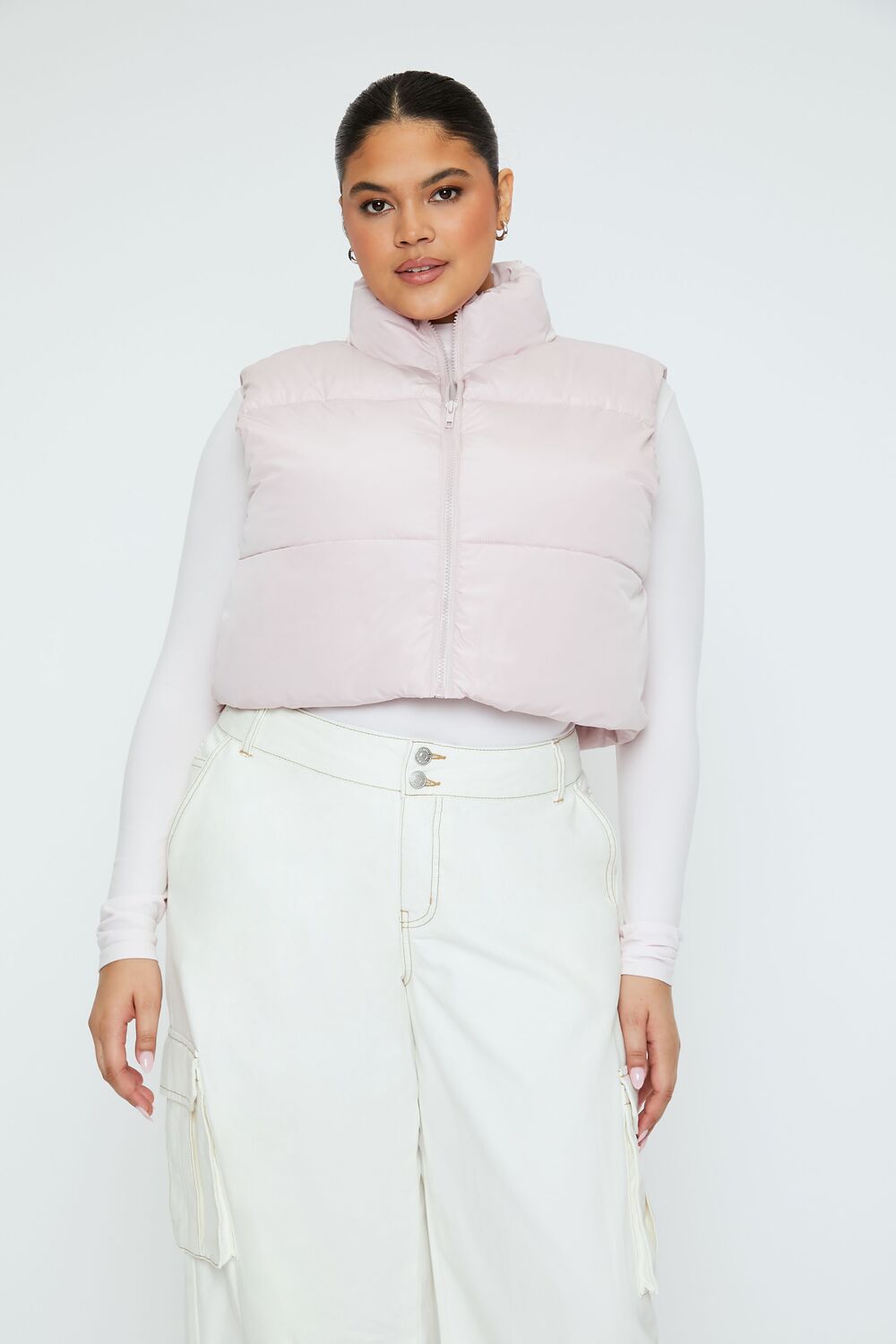 Plus Size Cropped Puffer Vest - Forever 21