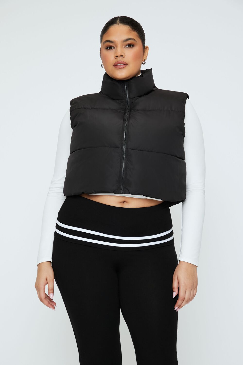 Plus Size Cropped Puffer Vest - Forever 21