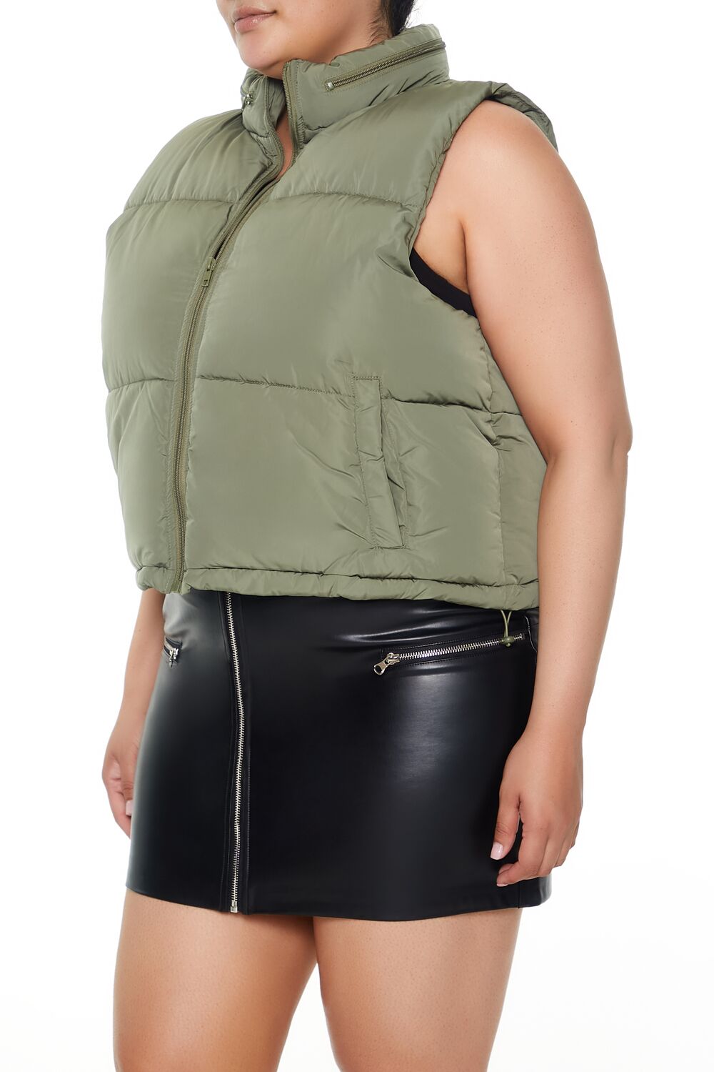 Plus Size Cropped Puffer Vest - Forever 21