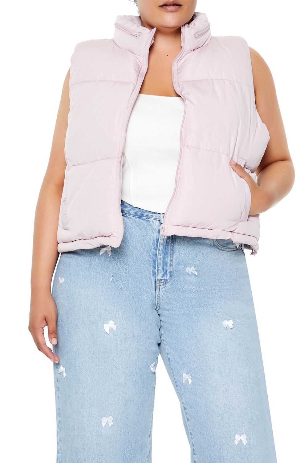 Plus Size Cropped Puffer Vest - Forever 21