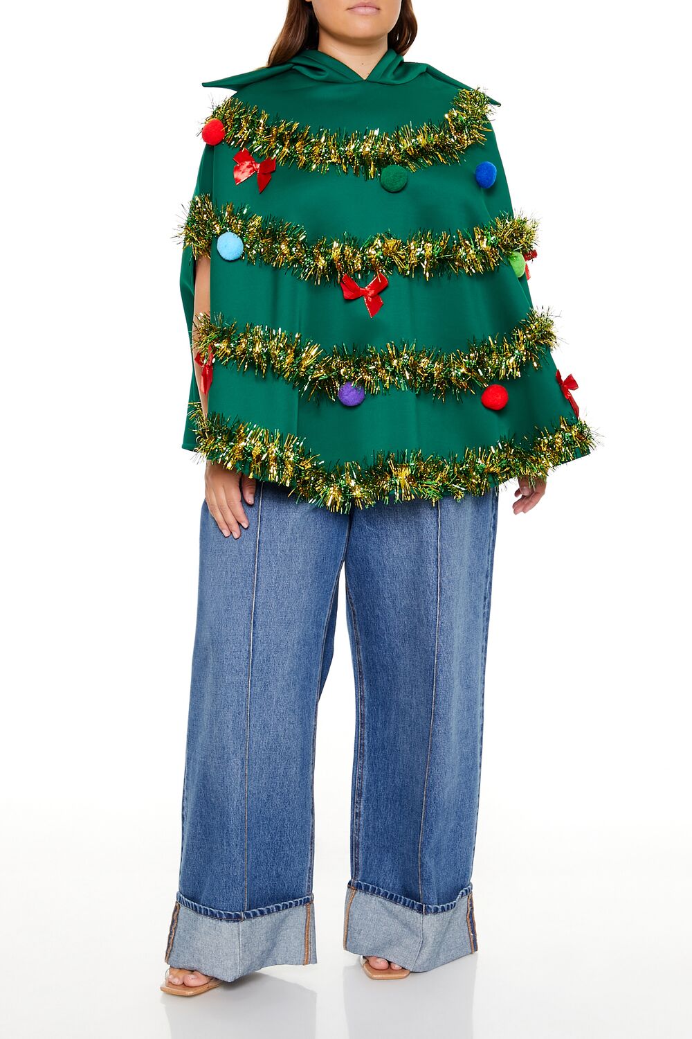 Plus Size Christmas Tree Poncho - Forever 21