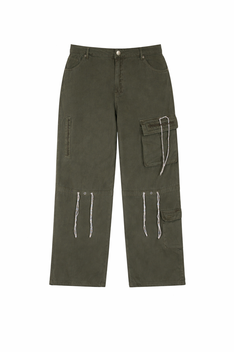 Plus Size Glitter-Accent Wide-Leg Cargo Pants - Forever 21