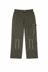 Plus Size Glitter-Accent Wide-Leg Cargo Pants - Forever 21