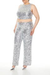 Plus Size Sequin High-Rise Pants - Forever 21