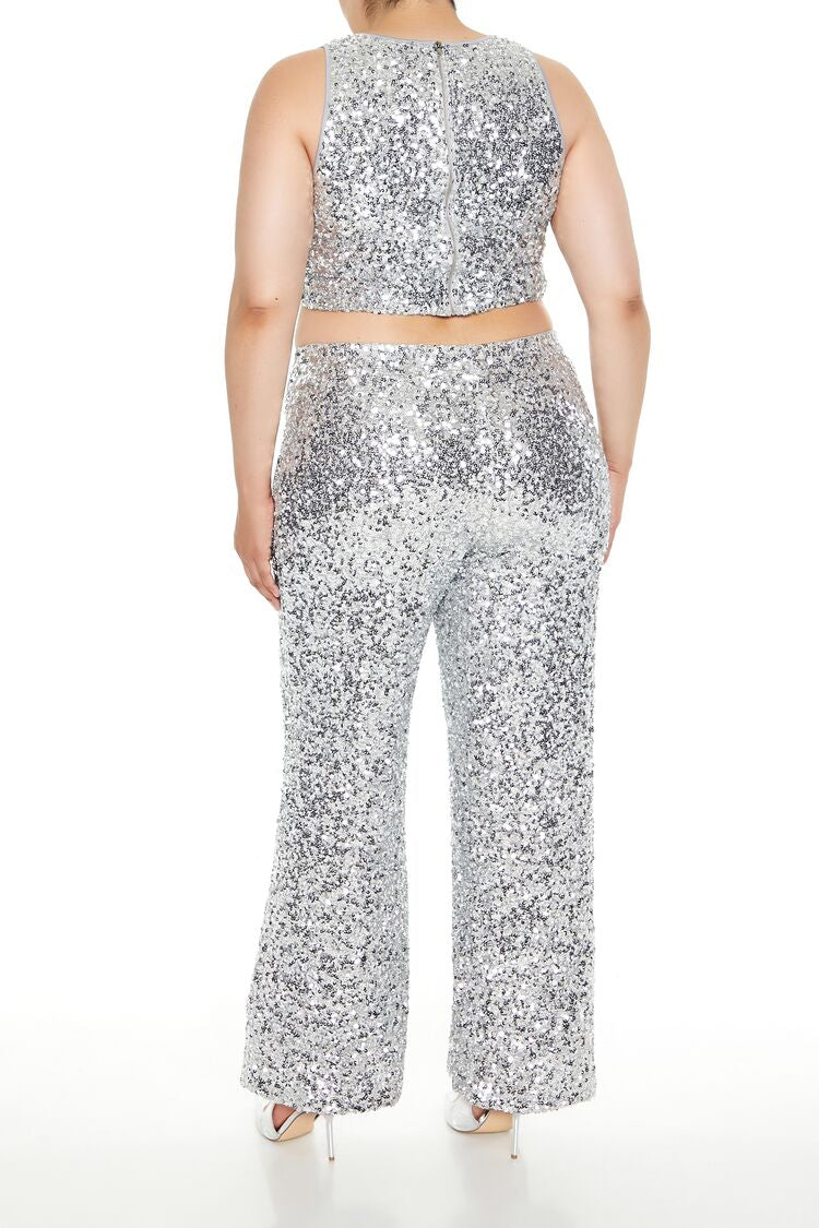 Plus Size Sequin High-Rise Pants - Forever 21