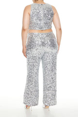 Plus Size Sequin High-Rise Pants - Forever 21