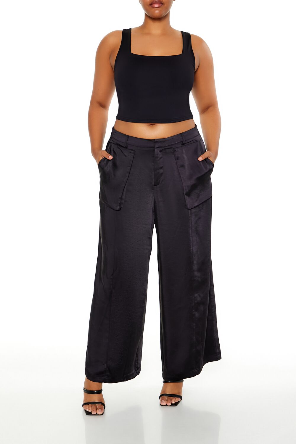 Plus Size Satin Cargo Pants - Forever 21