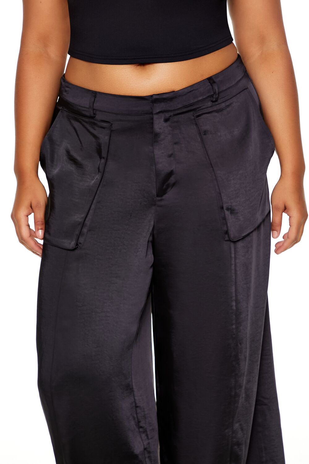 Plus Size Satin Cargo Pants - Forever 21