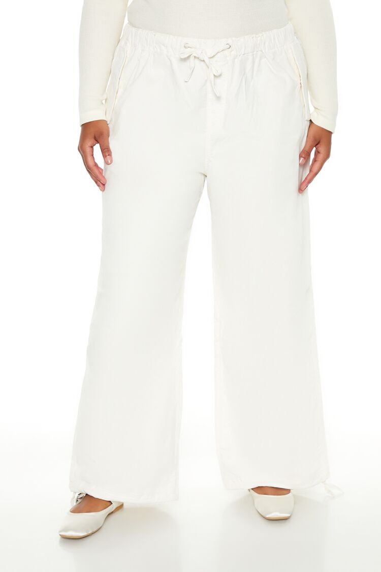 Plus Size Velvet Wide-Leg Drawstring Joggers - Forever 21