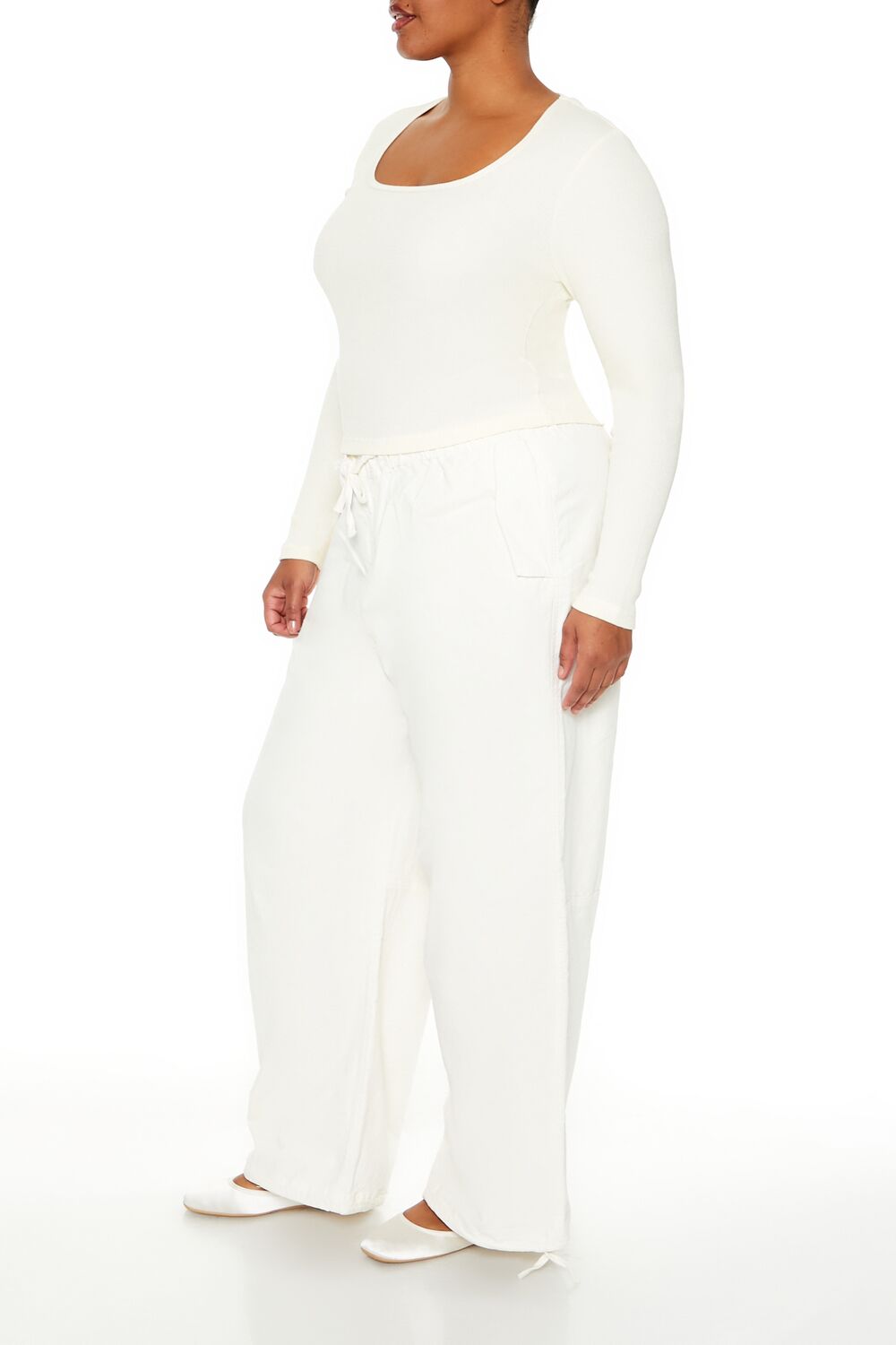 Plus Size Velvet Wide-Leg Drawstring Joggers - Forever 21