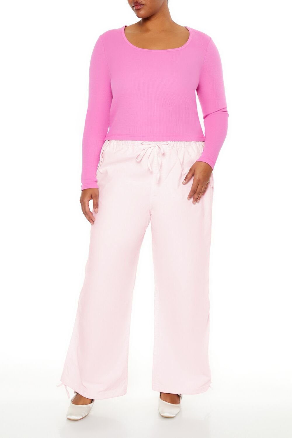 Plus Size Velvet Wide-Leg Drawstring Joggers - Forever 21