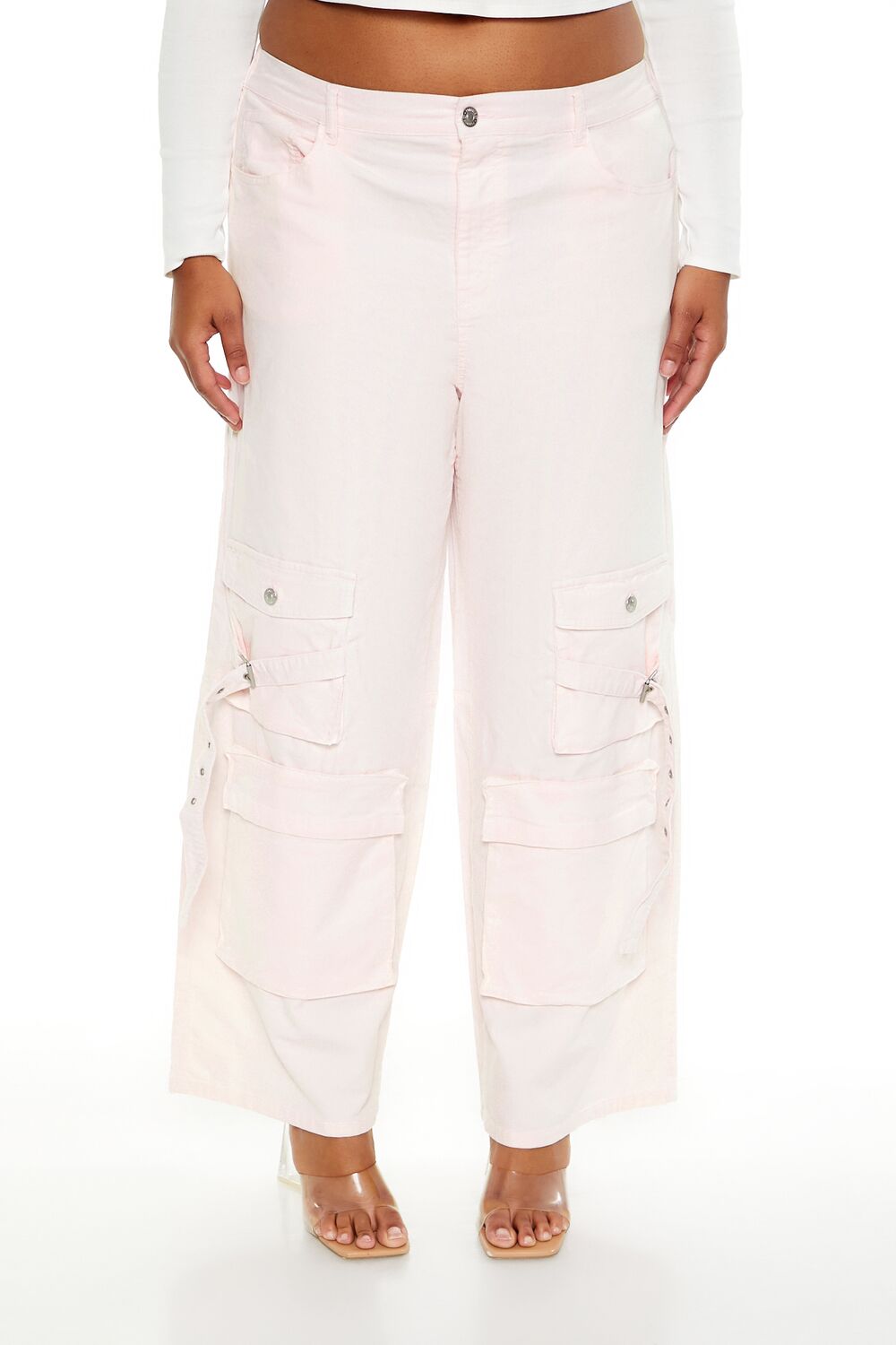 Plus Size Velvet Cargo Pants - Forever 21