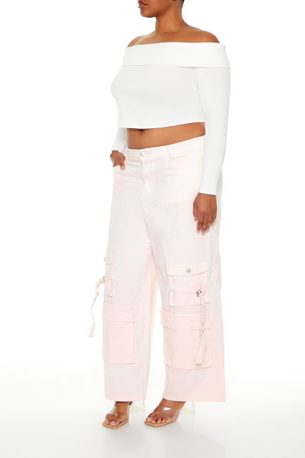Plus Size Velvet Cargo Pants - Forever 21