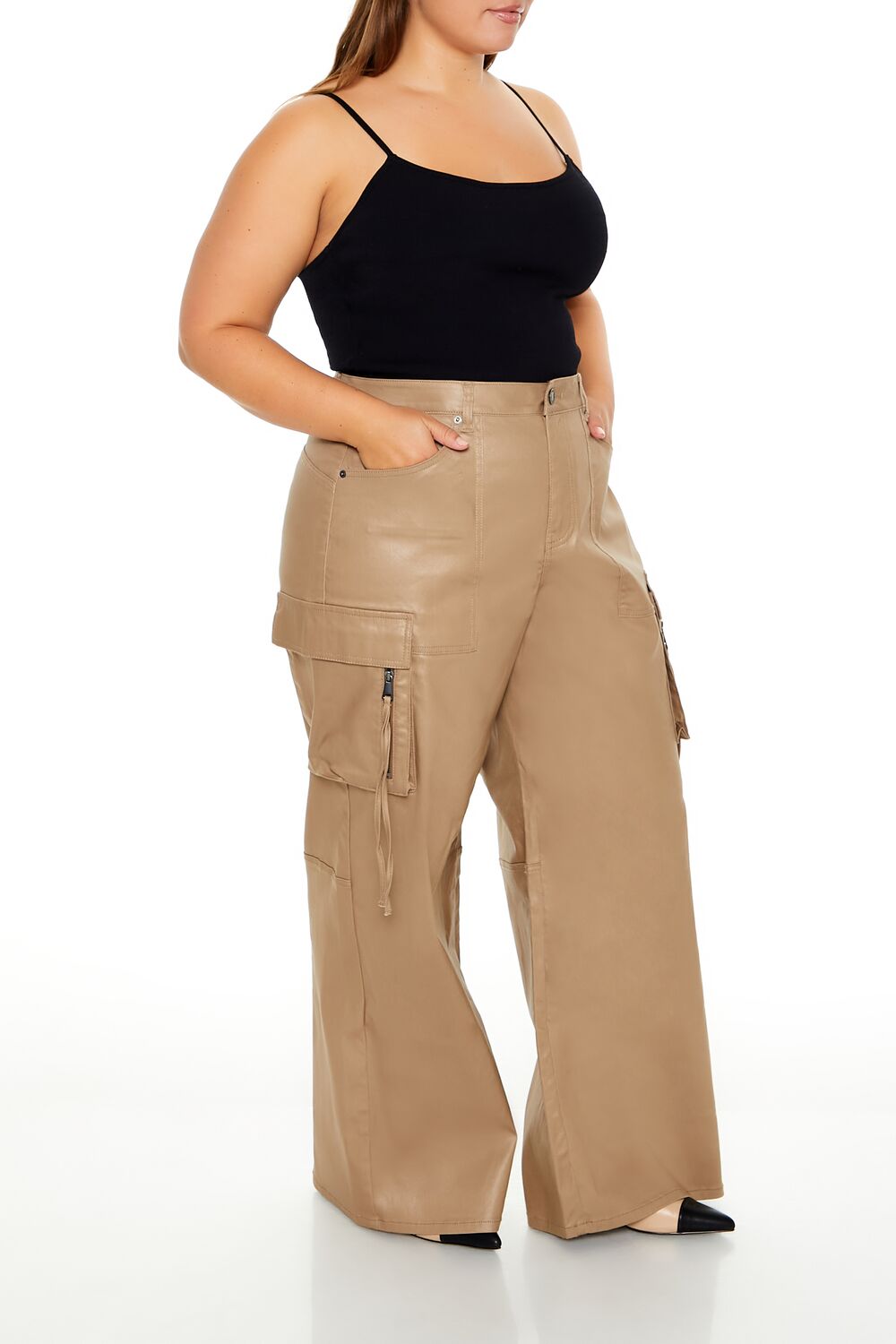 Plus Size Metallic Cargo Pants - Forever 21