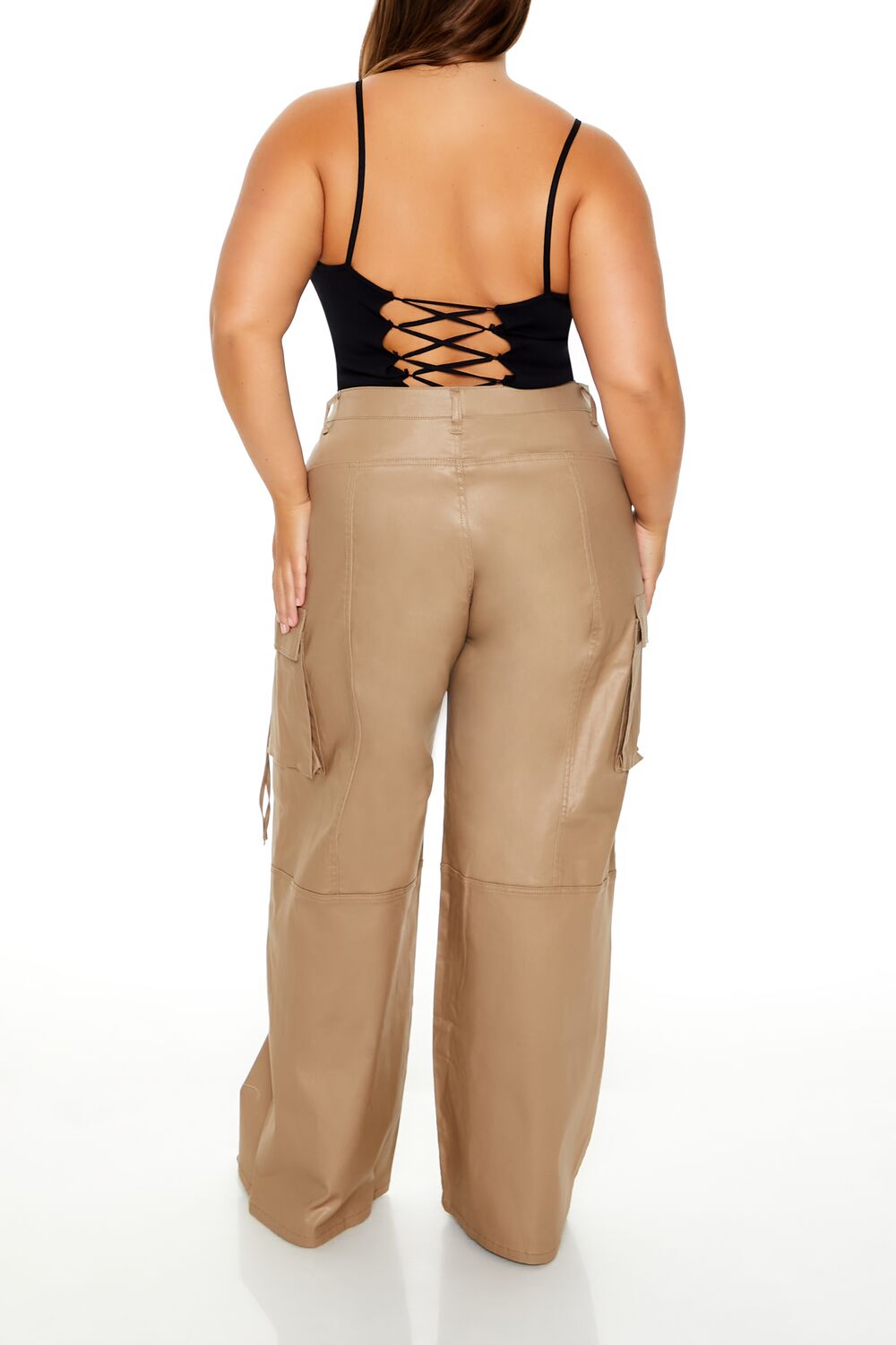 Plus Size Metallic Cargo Pants - Forever 21