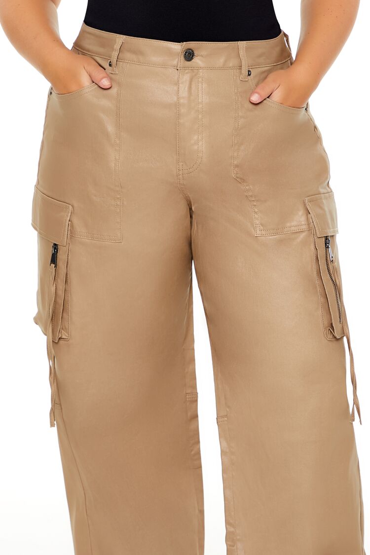 Plus Size Metallic Cargo Pants - Forever 21