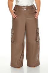 Plus Size Faux Leather Cargo Pants - Forever 21