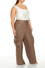 Plus Size Faux Leather Cargo Pants - Forever 21