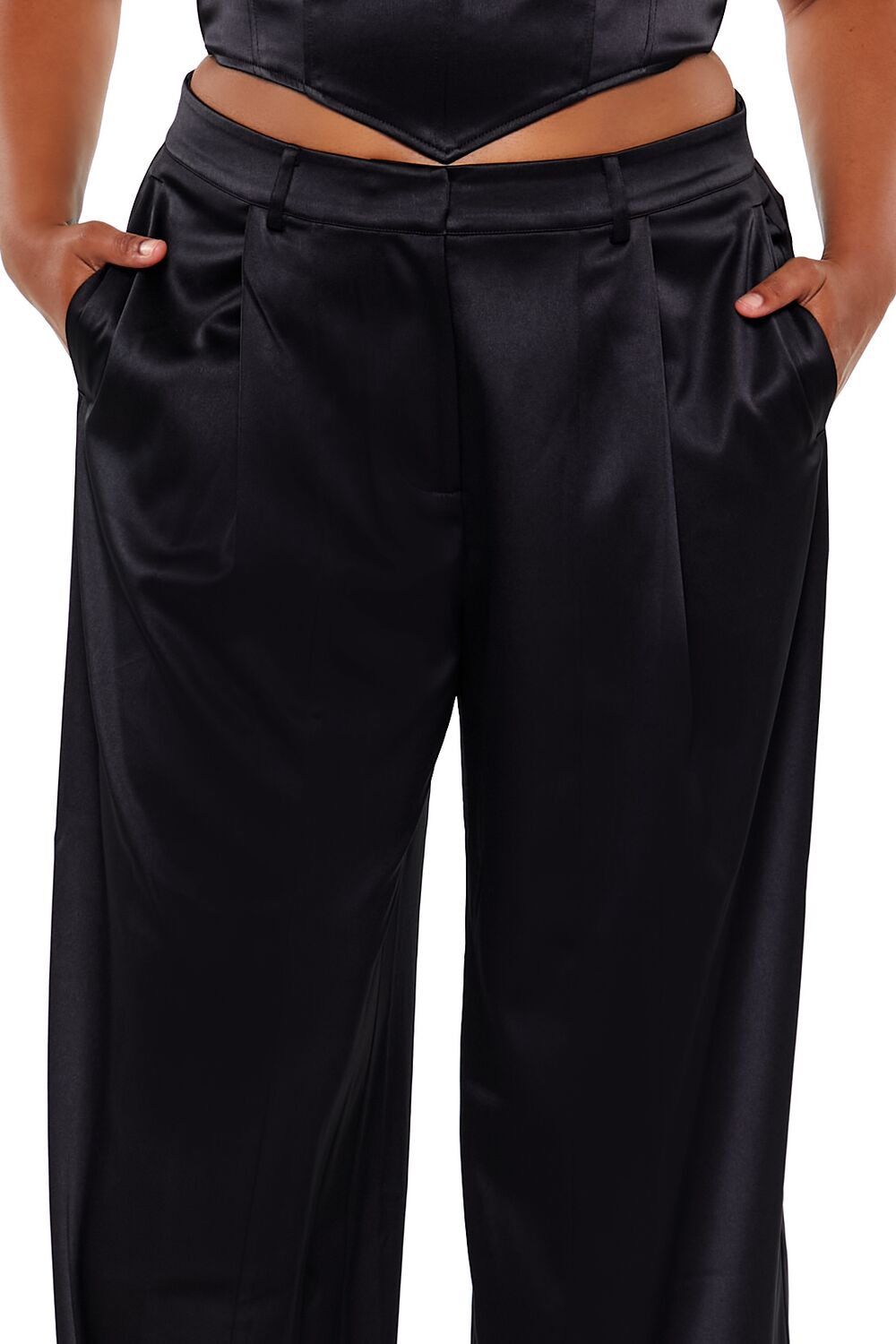 Plus Size Satin Trouser Pants - Forever 21