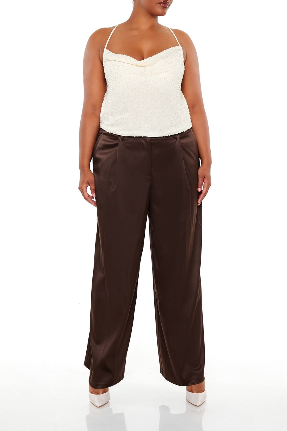 Plus Size Satin Trouser Pants - Forever 21