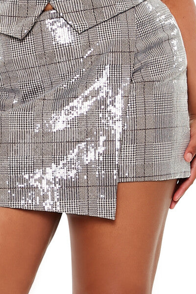 Plus Size Sequin Plaid Mini Skort - Forever 21