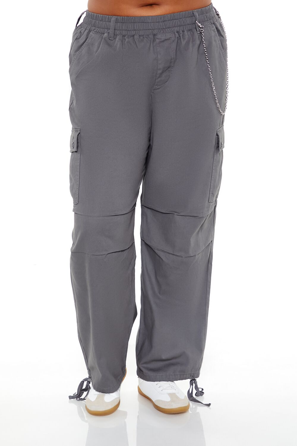 Plus Size Twill Cargo Wallet Chain Pants - Forever 21