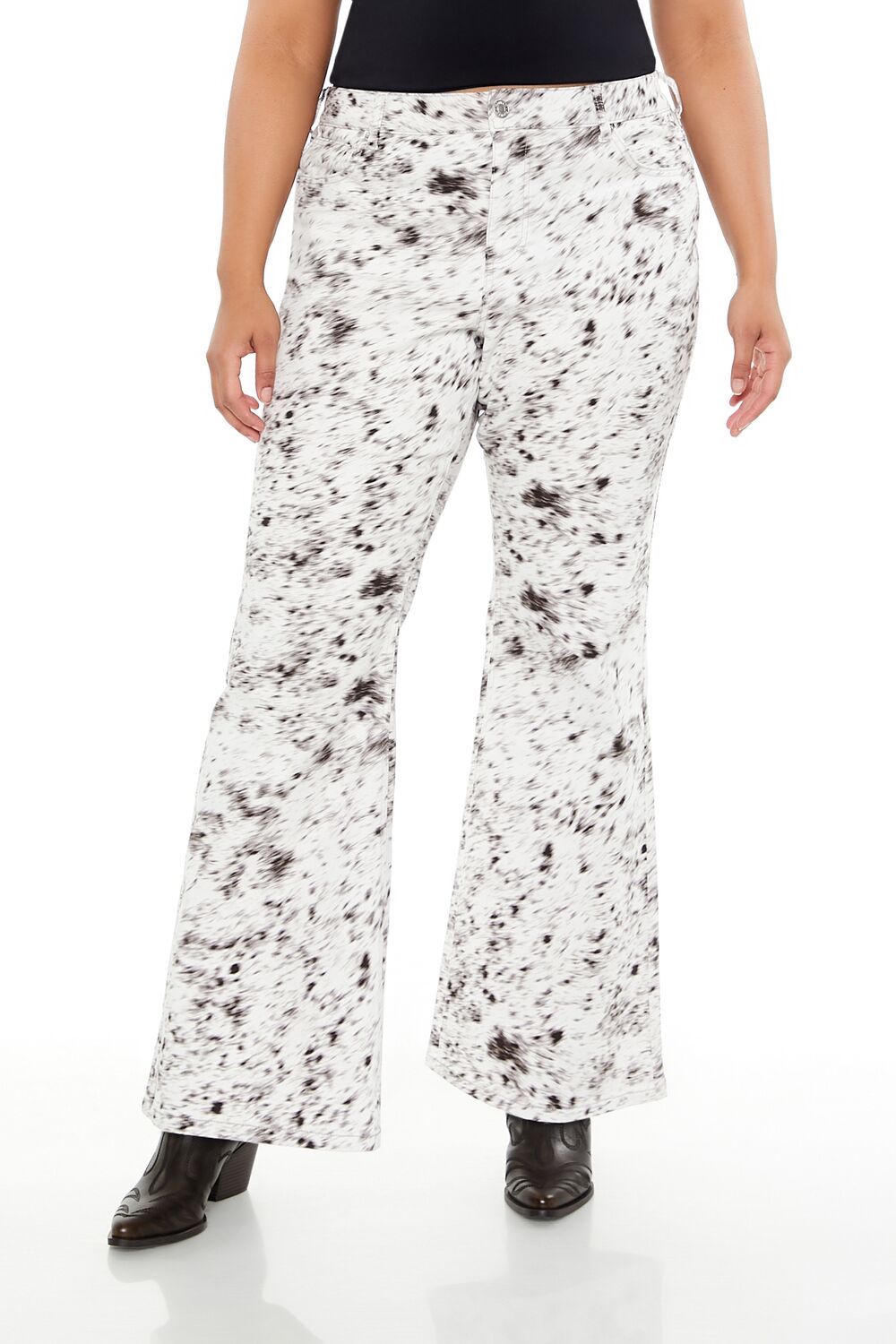 Plus Size Spotted High-Rise Pants - Forever 21