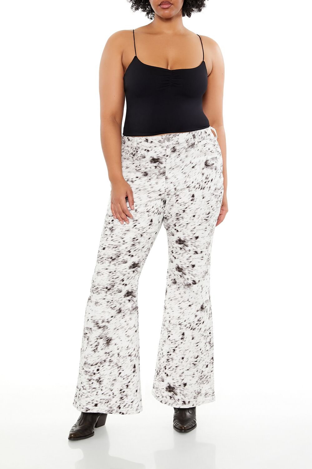 Plus Size Spotted High-Rise Pants - Forever 21