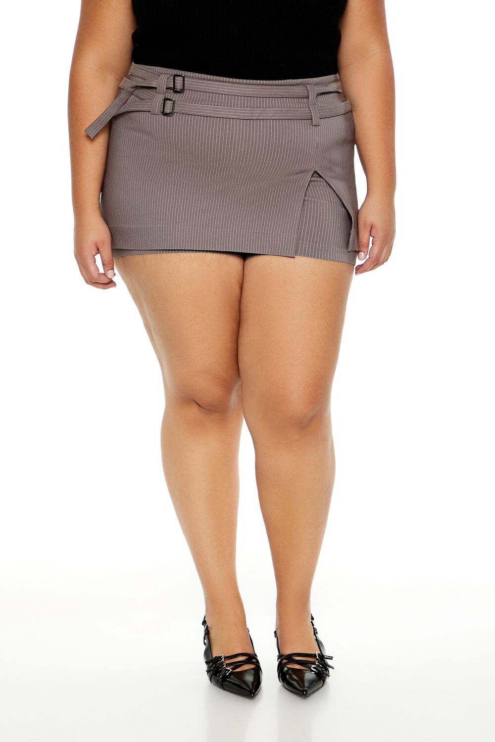 Plus Size Pinstriped Micro Mini Skort - Forever 21