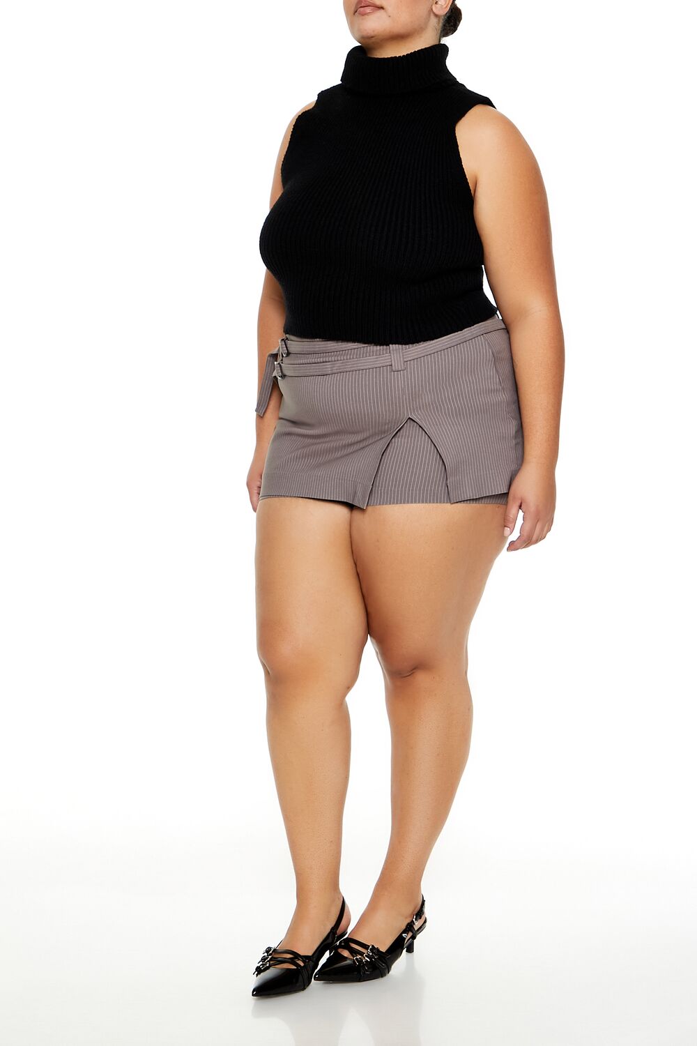 Plus Size Pinstriped Micro Mini Skort - Forever 21