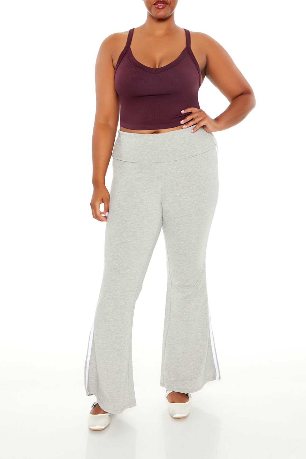 Plus Size Two-Tone Flare Leggings - Forever 21