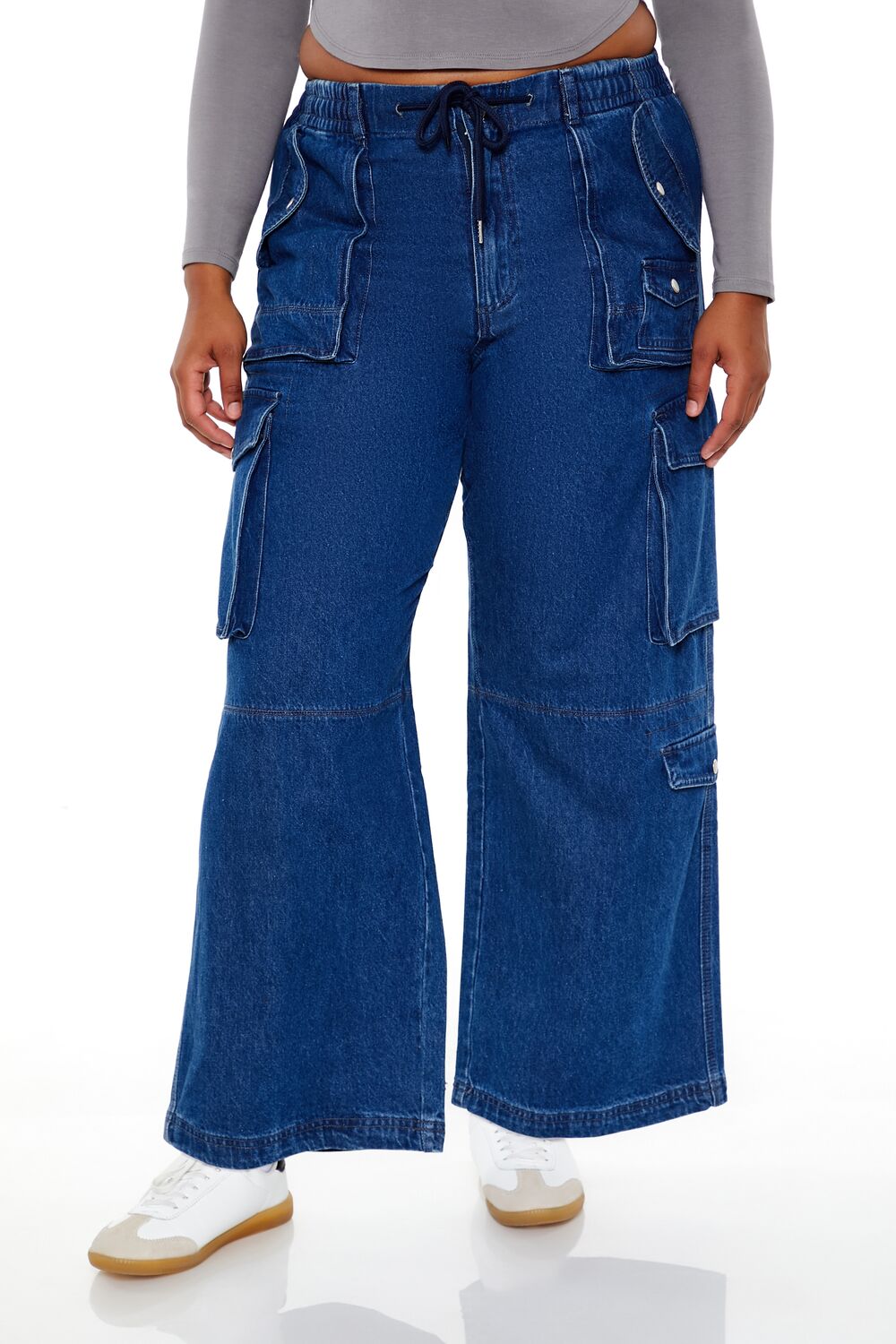 Plus Size Mid-Rise Cargo Jeans - Forever 21