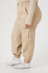Plus Size Twill Cargo Joggers - Forever 21