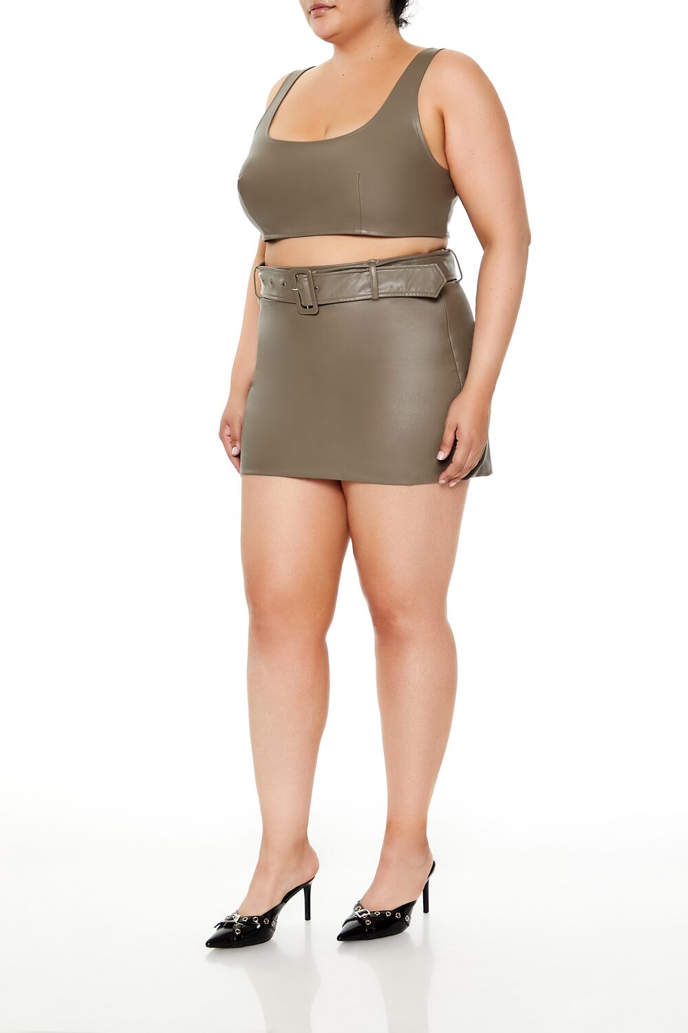 Plus Size Belted Mini Skirt - Forever 21