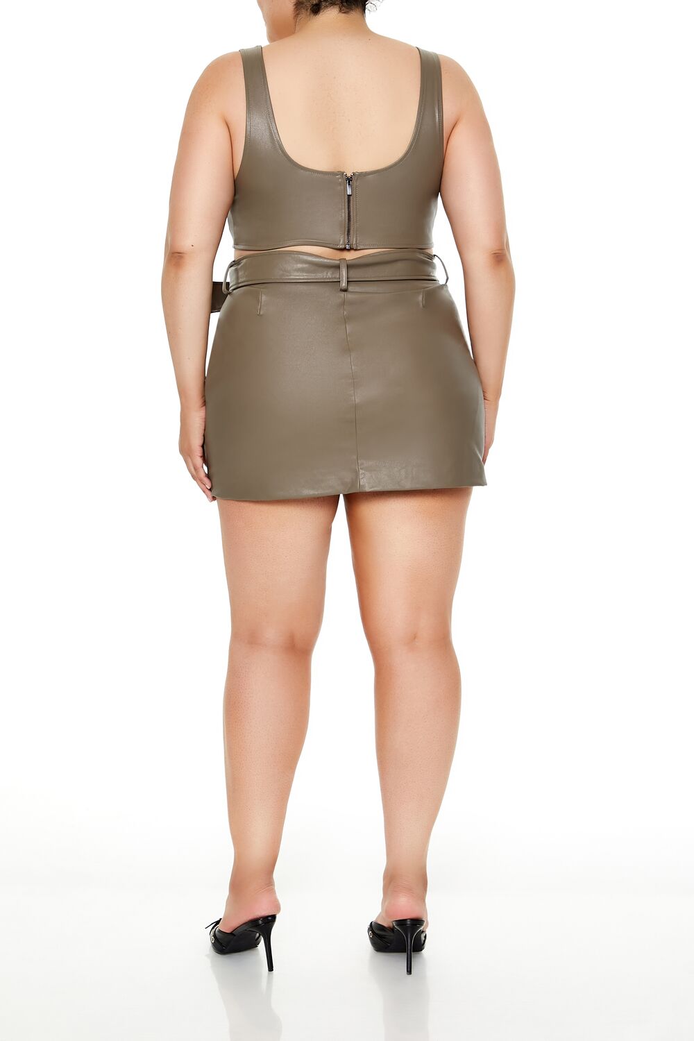 Plus Size Belted Mini Skirt - Forever 21